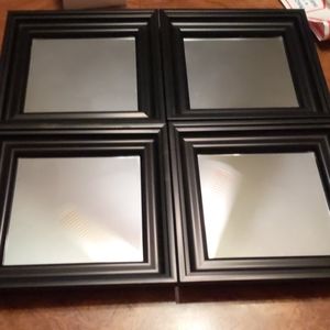 Set of 4 Wall Mirrors with Black Frames